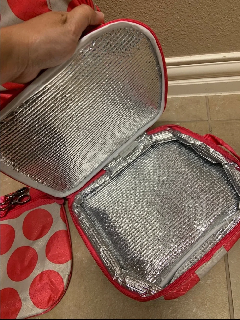 thirty-one Coral Dot Kids Backpack Set - Coral and White